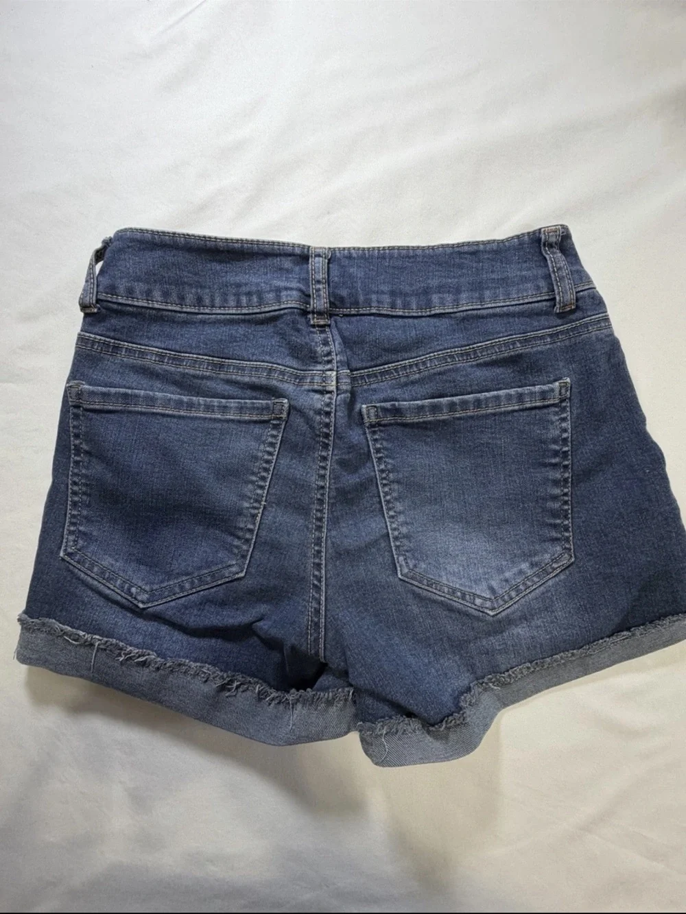 Women's Distressed High-Waist Denim Shorts - Blue